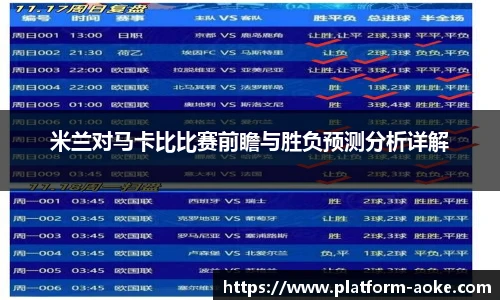 米兰对马卡比比赛前瞻与胜负预测分析详解
